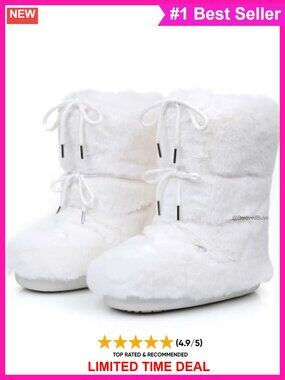 Faux Fur Mid-Calf Snow Boots Fuzzy Fluffy Winter Warm Boots